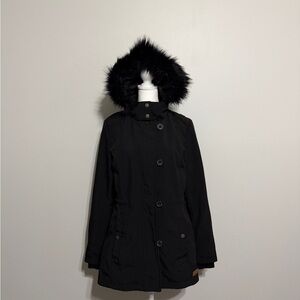 Women's Black Fur-Trimmed Jacket